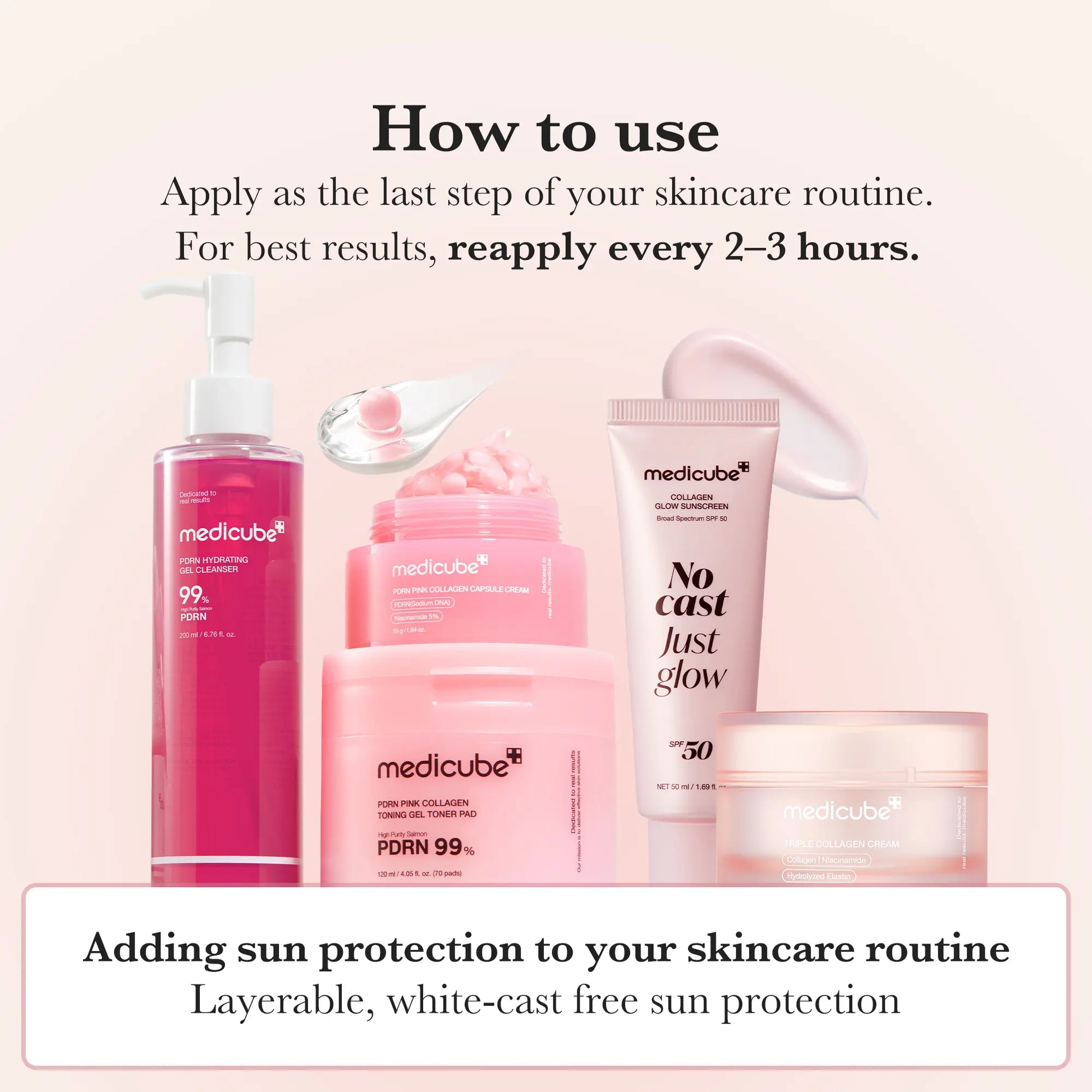 [NEW] [Medicube] No Cast Just Glow Collagen Sunscreen | SPF 50 Broad Spectrum Face Sunscreen | Lightweight, Non-Sticky, Hydrating Formula | No White Cast or Residue | Peptide, Cica for Soothing & Natural Glow
